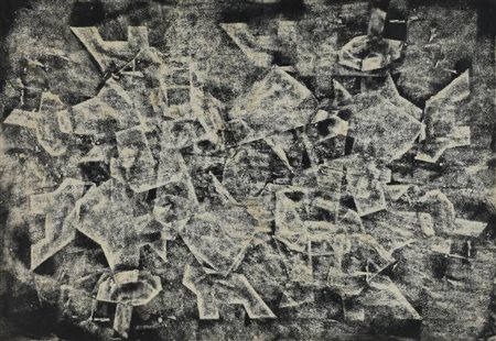 Amerigo Tot COMPOSIZIONE carboncino su carta applicata su cartone, cm 41,5x58