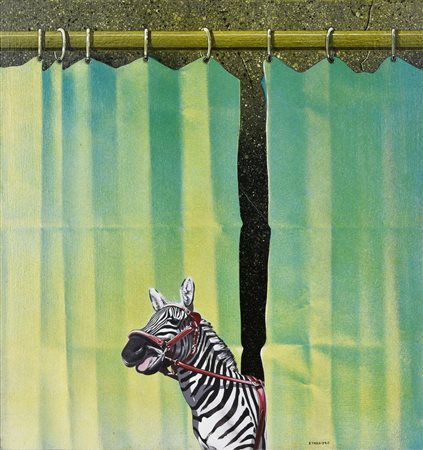 Elio Torriero LA ZEBRA acrilico su tavola, cm 57x53 sul fronte: firma sul...