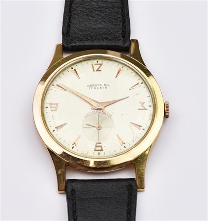 OROLOGIO DA UOMO IN ORO GIALLO 18 K MARCA NORSTEL quadrante con indici e...