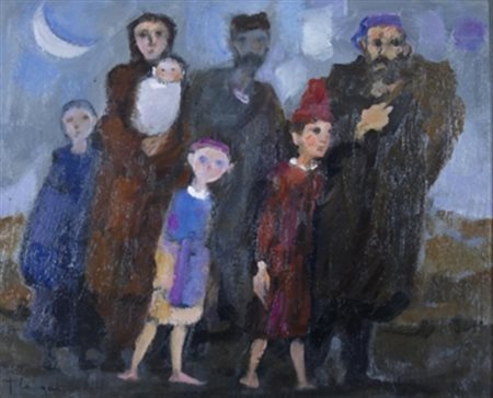 LONGARETTI TRENTO (Treviglio 1916) "Povera gente in cammino" Olio su tela cm....