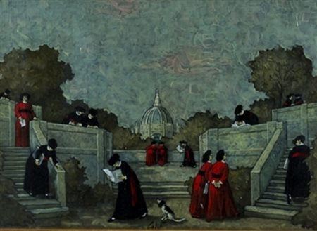 CAFFE' NINO (Alfedena 1909 - Pesaro 1975) "Preti" 1964 Olio su tela cm. H:...