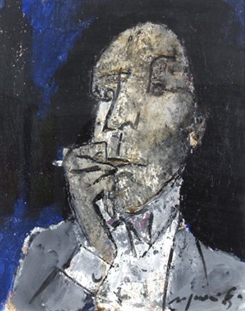 ROGNONI FRANCO (Milano 1913 - Milano 1999) "Il palco" 1990 Olio su carta...