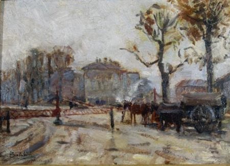 BALESTRINI CARLO "Milano" 1912 Olio su cartone cm. H: 22.50 L: 31.50 Firma ed...