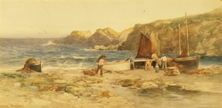 DROWNE WARNE "Marina inglese '800" Acquerello su cartoncino cm. H: 18.00 L:...