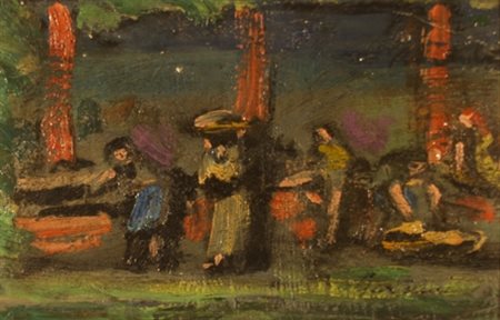 BARTOLINI LUIGI (Cupramontana 1892 - Roma 1963) "Figure" Olio su tavola cm....