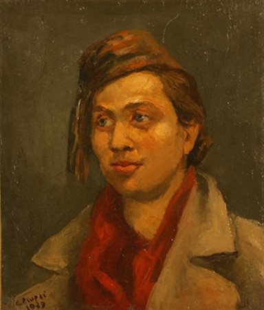 ZIVERI ALBERTO (Roma 1908 - Roma 1990) "Donna con Fez" 1939 Olio su tela cm....