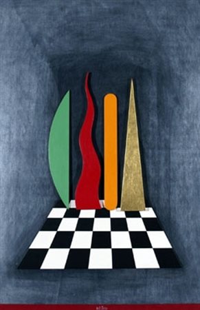 DEL PEZZO LUCIO (Napoli 1933) "Scacchiera" Collage, colore acrilico, oro in...