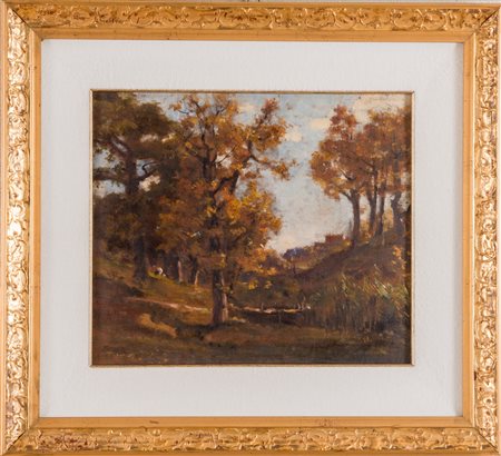 GIULIO FIORI (Bologna 1909 - 1991). “Paesaggio”, anni ‘50. Olio su tela...