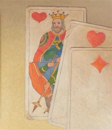 FABIO AGUZZI (Pavia 1953 – Vidigulfo 2016). “Carte”. Olio su tela. Cm 76x65....