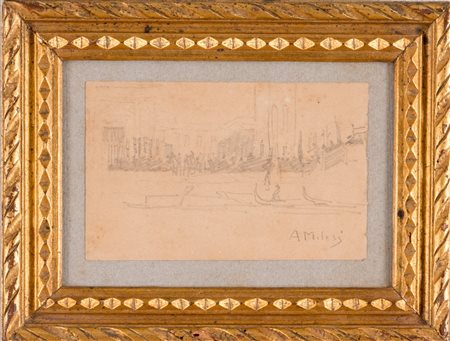 ALESSANDRO MILESI (Venezia 1856 - 1945). Attribuito. “Venezia”. Disegno su...