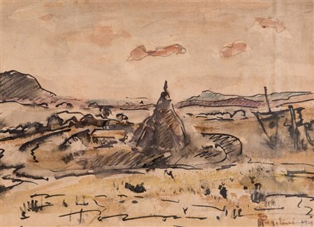 PIETRO ANGELINI (Forlì 1888 - Roma 1977). Coppia di acquerelli su carta:...