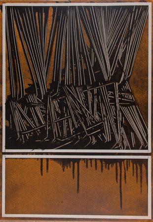 EMILIO SCANAVINO (Genova 1922 - Milano 1986) “Senza titolo”. Lito-serigrafia...