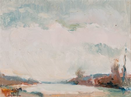 UMBERTO SGARZI (Malaga 1881 - Mougins 1973). “Il Savena”. Olio su tavola. Cm...