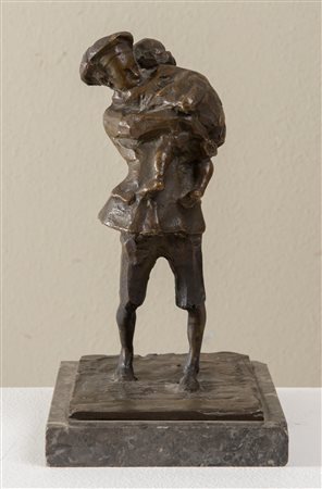 A. DE CONCILIIS (Avellino 1941). “Le Sorelline”. Scultura in bronzo. Cm...