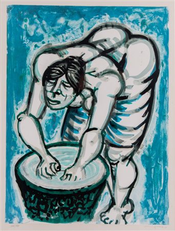 GIUSEPPE MIGNECO (Messina 1903 - Milano 1997). “Donna col massello” 1976....