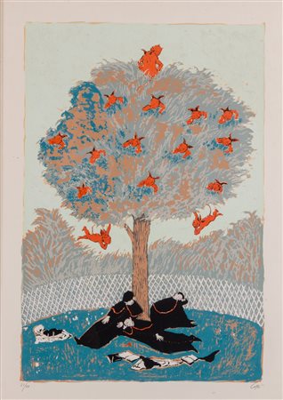 NINO CAFFE’ (Alfedena 1908 - Pesaro 1975). Coppia di litografie su carta:...