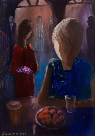 ELIANO FANTUZZI (Modena 1909 - Verona 1987). “Ritratto”. Olio su tela. Cm...