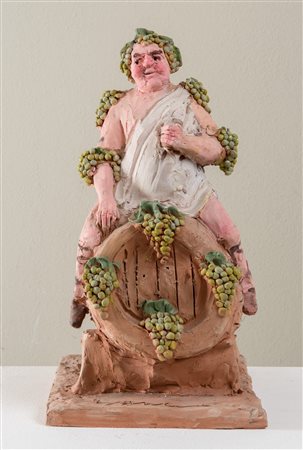 CARLO ANLERI (Vergato 1943 - 2015). “Bacco”. Scultura in terracotta dipinta....