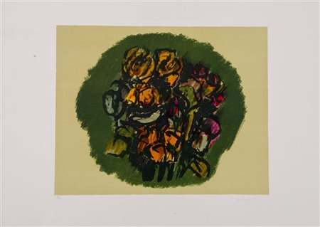 ENNIO MORLOTTI (Lecco 1910 - Milano 1992). “Fiori”. Litografia a colori su...