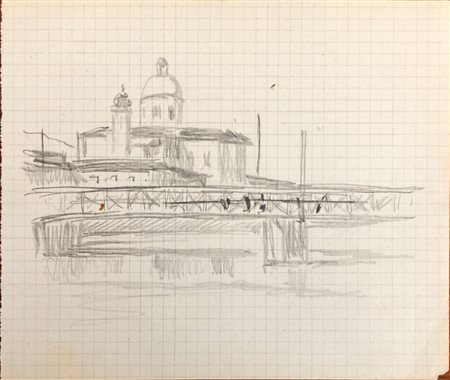 GALILEO CHINI (1873-1956) - Firenze: ponte di ferro sull'Arno, 1944