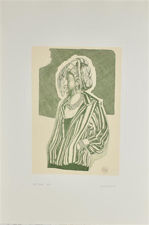 Giuseppe Guerreschi MISS SIDNEY incisione su carta, foglio cm 78,5x53,...