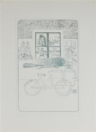 Claudio Knopfli BY-CYCLUS acquaforte su carta, cm 70x50 (lastra cm 50x32)...