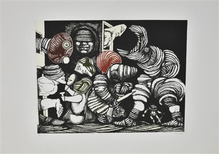 Ignoto SENZA TITOLO serigrafia su carta, cm 70x100; es. 2/100 firma L'opera...