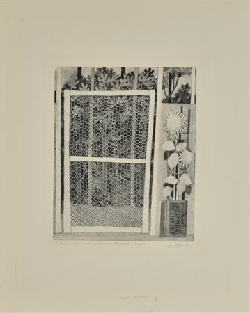 Alberico Morena IL CANCELLETTO xilografia su carta velina, cm 40x47; es. prova...