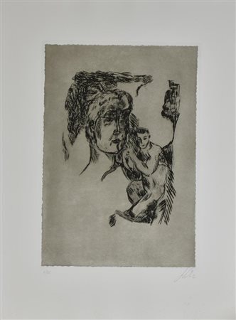 Sandro Chia SENZA TITOLO incisione su carta, battuta cm 62x44, su foglio cm...