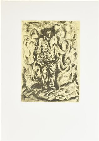 Sandro Chia FIGURA incisione su carta, battuta cm 57x41, su foglio cm...