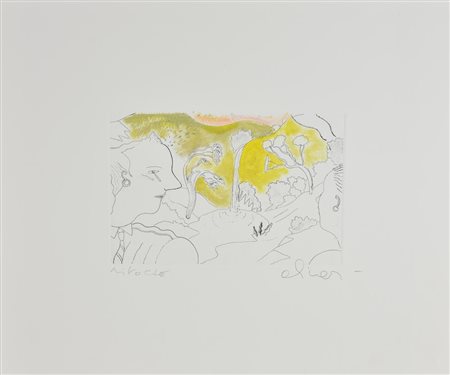 Luca Alinari SENZA TITOLO incisione su carta ritoccata a mano, foglio cm...