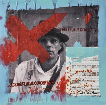 Giuseppe Chiari CRACKING FLUXUS CONCERT 2002 tecnica mista e collage su...