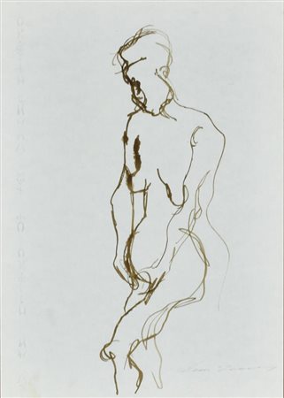 Ernesto Treccani NUDO N. 16 china su carta, cm 30x21 sul fronte: firma