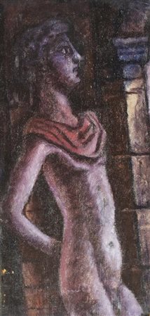 Enrico Allimandi LA NICCHIA DELLA STATUA olio su cartone telato, cm 53x26 sul...