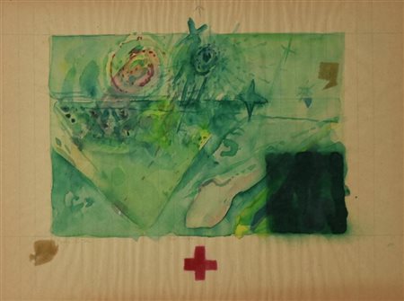 Ignoto SENZA TITOLO tecnica mista su carta, cm 32x22 sul fronte: firma e data...