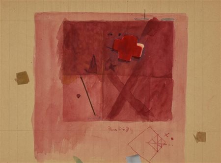 Ignoto SENZA TITOLO tecnica mista su carta, cm 19,5x27 sul fronte: firma e...