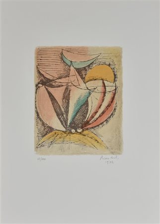 Primo Conti SENZA TITOLO litografia su carta, cm 70x50; es. 62/100 firma,...