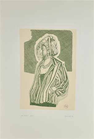 Giuseppe Guerreschi MISS SIDNEY incisione su carta, foglio cm 78,5x53,...