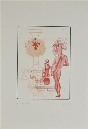 Giuseppe Guerreschi FIGURA IN PIEDI incisione su carta, foglio cm 69x48,...