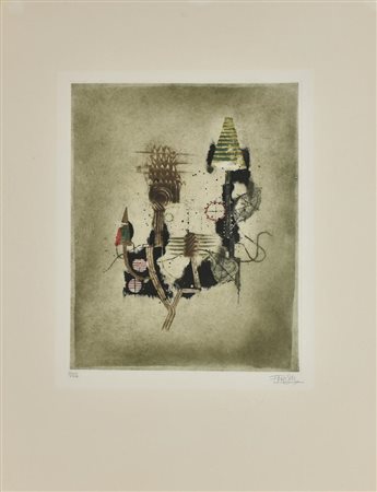 Ignoto SENZA TITOLO incisione su carta, foglio cm 66x50, battuta cm...