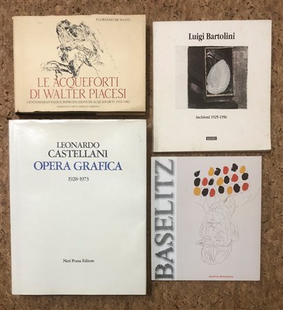 MONOGRAFIE DI GRAFICA (PIACESI, BASELITZ, BARTOLINI, CASTELLANI) - Lotto unico di 4 cataloghi