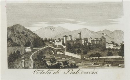 STAMPA A COLORI SU CARTA raffigurante coppia di putti alati festanti, da...