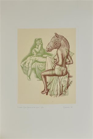 Giuseppe Guerreschi L'INCUBO E FIGURA FEMMINILE CON TESTA EQUINA incisione su...