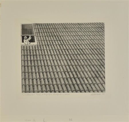 Alberico Morena L'ABBAINO xilografia su carta velina, cm 40x47; es. 3/40...