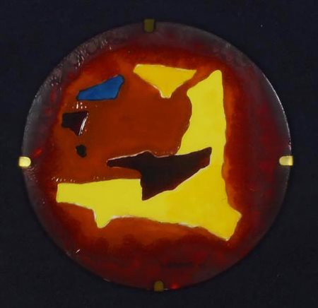 Luigi Veronesi L.V.-35 SENZA TITOLO smalto su rame, diam cm 10 firma e data...