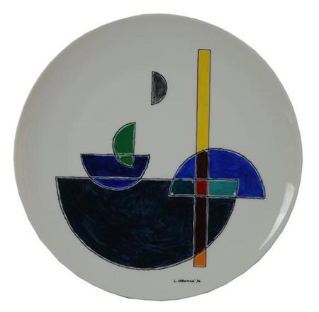 Luigi Veronesi L.V.56 SENZA TITOLO Piatto in ceramica smaltata, diam cm 29,5...