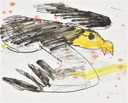 Walter Fusi SENZA TITOLO tecnica mista su carta, cm 16,5x20 firma e data sul...