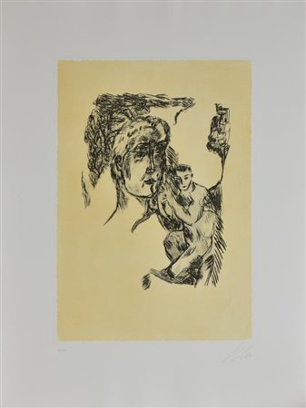 Sandro Chia SENZA TITOLO incisione su carta, battuta cm 62x44, su foglio cm...