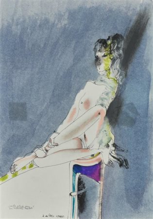 Giovanni Battista De Andreis NUDO FEMMINILE tecnica mista su carta, cm...