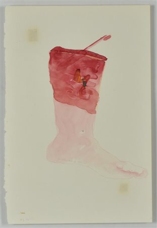 Ignoto SENZA TITOLO tecnica mista su carta, cm 32,5x21,5 firma e data...